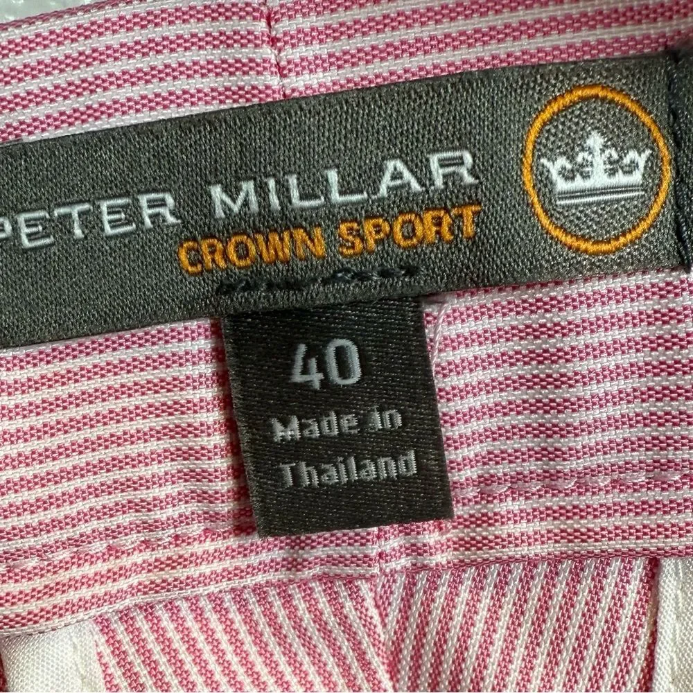 Peter Millar Crown Sport Shorts Pink White Stripe Size 40 Golf Outdoor Sports